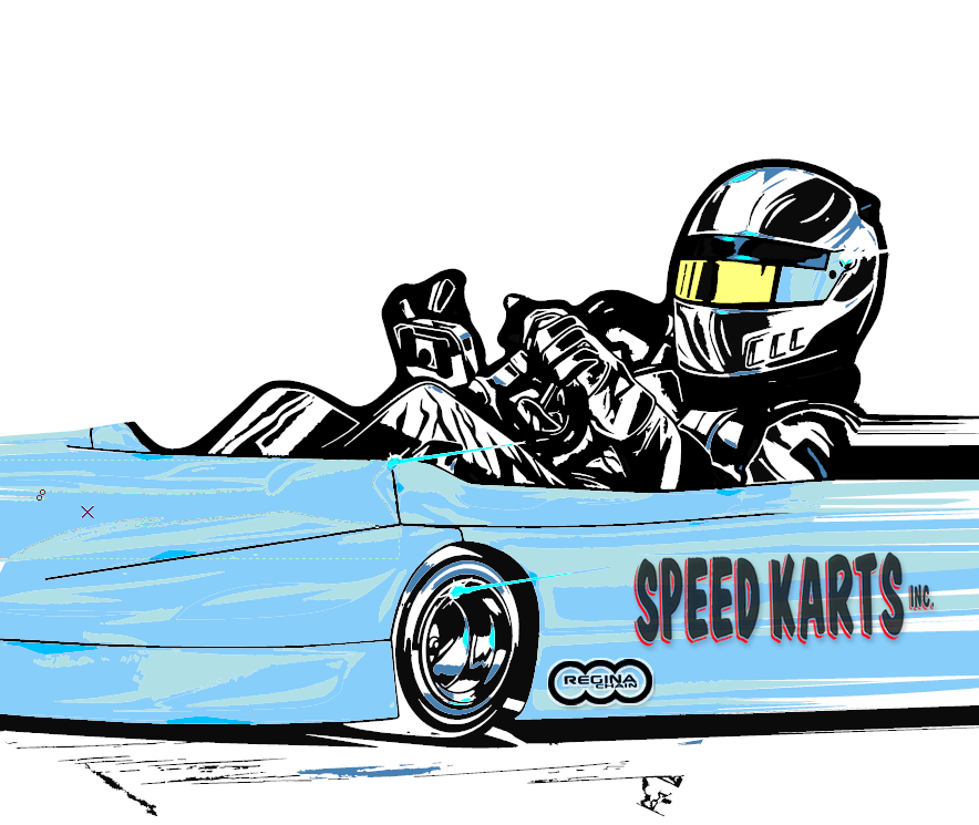 Speed Karts go-kart with Regina Chain and Speed Karts Inc logos